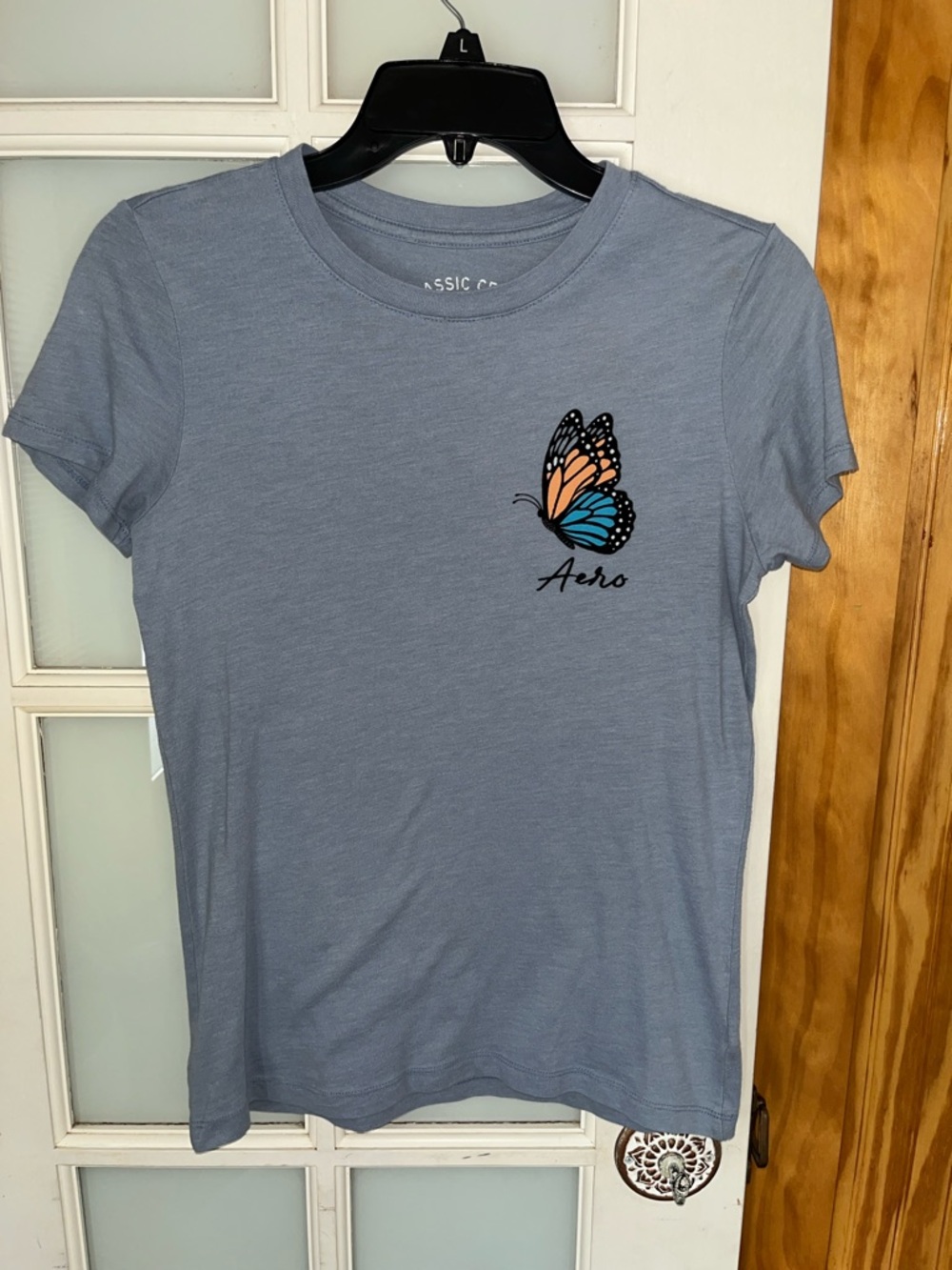 Aeropostale Light Blue Tee with Butterfly Graphic